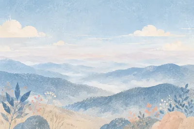 Calming Light Blue Mountain Mist Background