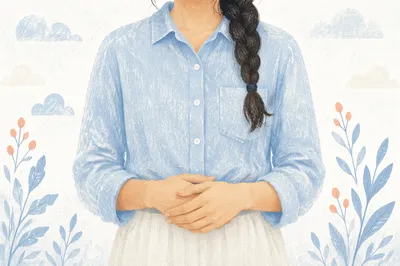 Hands Clasped in Light Blue Shirt