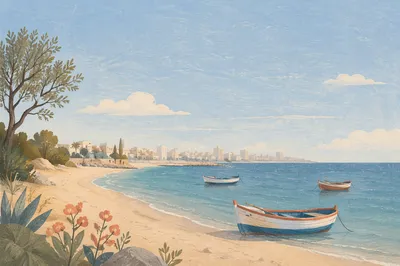 Calm Light Blue Coastal Bay Background
