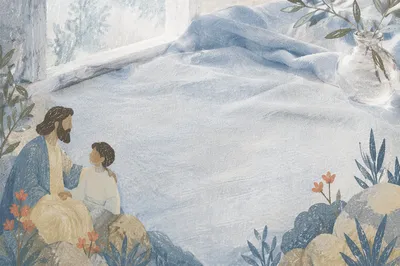 Soft Blue Linen by Frosted Window