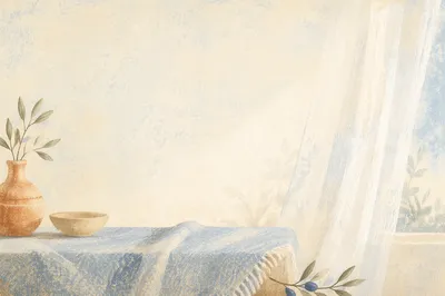 Soft Blue Linen by Window Light