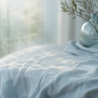 Soft Blue Linen Morning Light Background