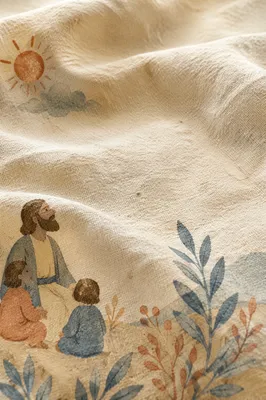 Cream Linen Fabric Verse Card Background