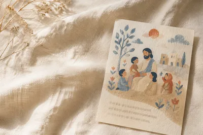 Cream Linen Verse Card Background
