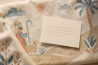 Cream Linen Verse Card Background