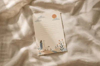 Cream Verse Card on Linen Background