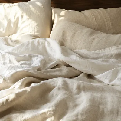 Neutral Cream Linen Bedding Texture Background