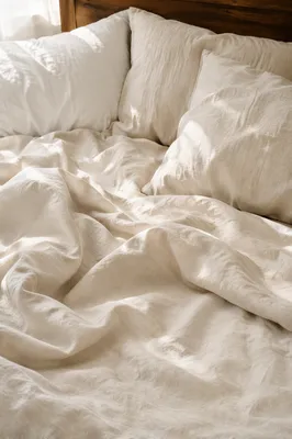 Neutral Cream Linen Bedding Texture Background