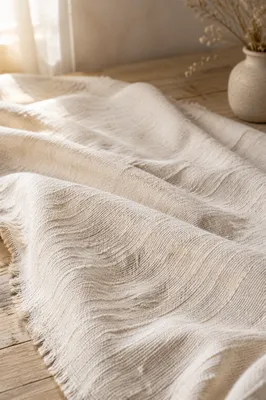 Neutral Cream Linen Fabric Close Up