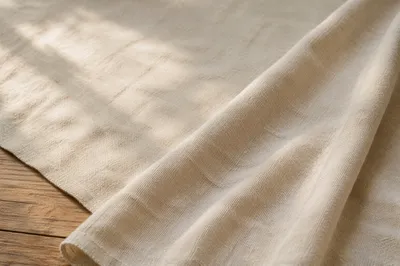 Neutral Cream Linen Fabric Texture Background