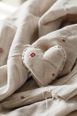 Cream Linen Heart with Handmade Texture