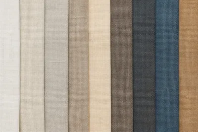 Neutral Cream Linen Fabric Texture Background