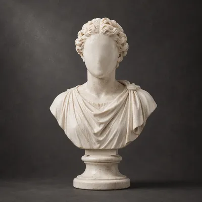 White Marble Bust on Charcoal Background
