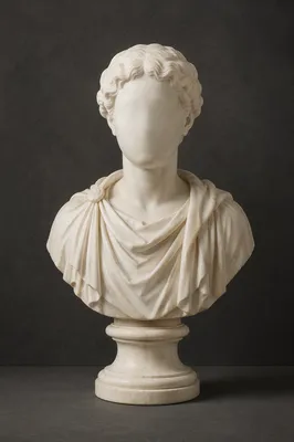 White Marble Bust on Charcoal Background