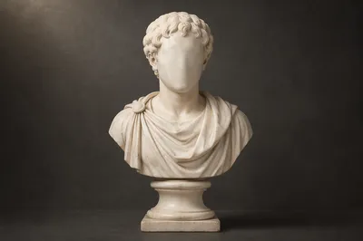 White Marble Bust on Charcoal Background