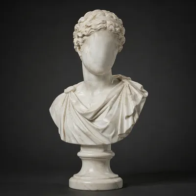 White Marble Bust on Charcoal Background