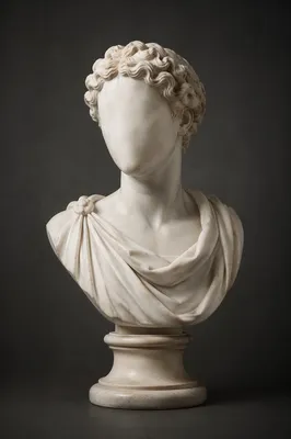White Marble Bust on Charcoal Background