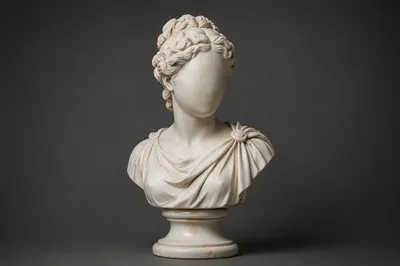 White Marble Bust on Charcoal Background