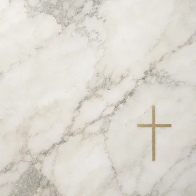 White Marble Background with Gold Cross