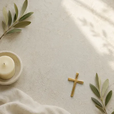 White Marble Christian Background with Gold Cross