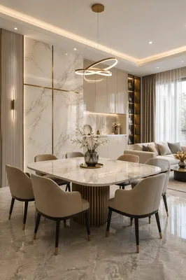 White Marble Interior With Gold Cross Accent