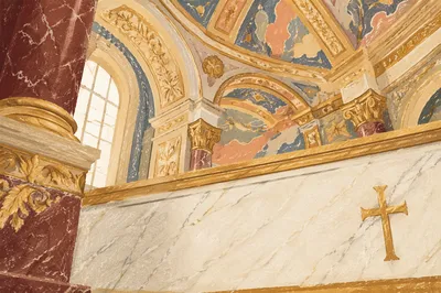White Marble Sanctuary with Gold Cross