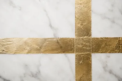 White Marble Surface with Gold Cross
