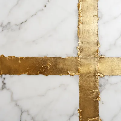 White Marble Background with Gold Cross