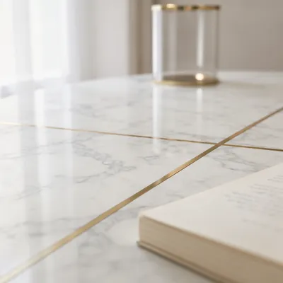 White Marble Background with Gold Cross Accent