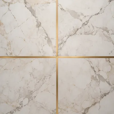 White Marble Surface with Gold Cross Accent