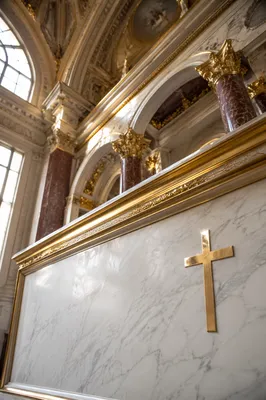 White Marble Sanctuary with Gold Cross
