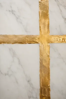White Marble Background with Gold Cross Accent