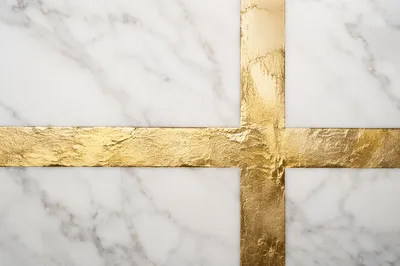 White Marble Background with Gold Cross Accent
