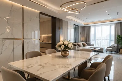 White Marble Interior with Gold Cross Accent