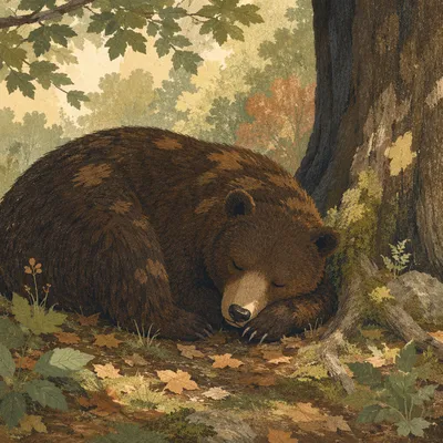 Peaceful Rest in the Woodland Shade