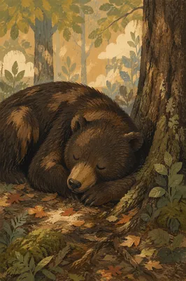 Restful Woodland Bear Background for Matthew 11:28