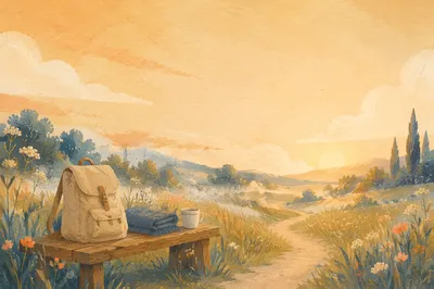 Peaceful Meadow Rest Background at Dawn