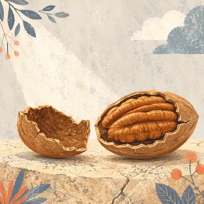 Contemplative Cracked Pecan Macro Background