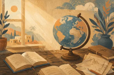Globe and Sunlit Pages Mission Background