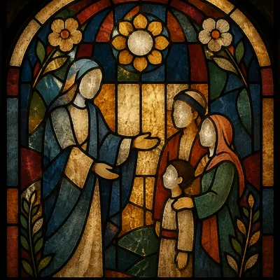Stained Glass Justice and Mercy Background