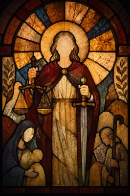Stained Glass Justice and Mercy Background