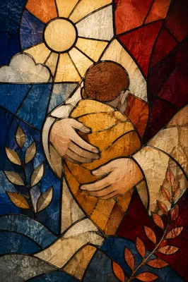 Stained Glass Mercy and Justice Background