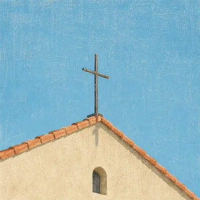 Minimal Cross Roof Against Blue Sky