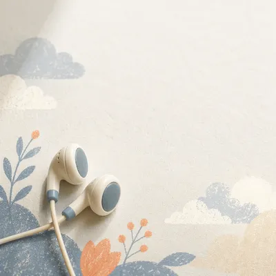 Minimal Earbud Cross on White Background