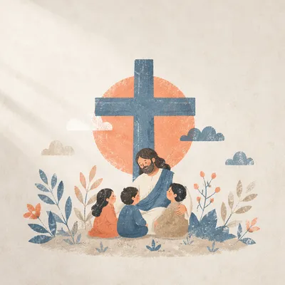 Minimalist White Cross on Warm Gray