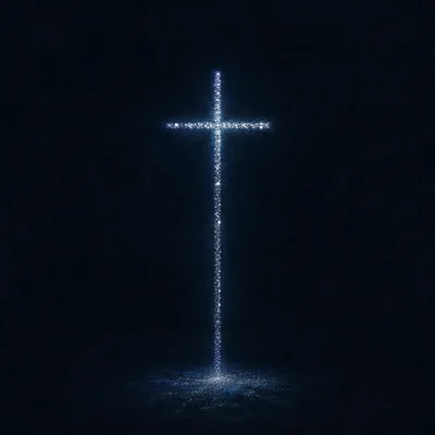 Minimalist Luminous Cross on Charcoal Background