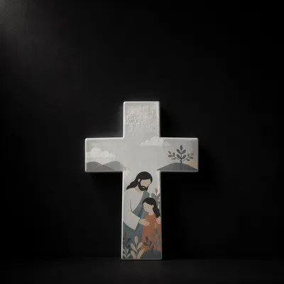 Minimal White Cross on Charcoal Background