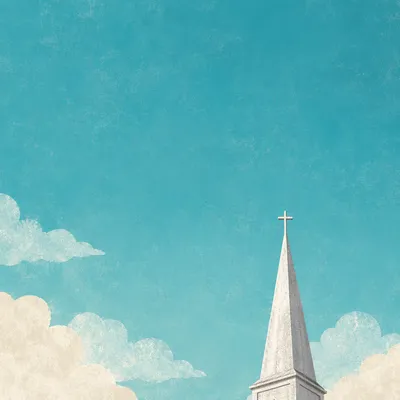 Minimal Church Cross Against Turquoise Sky
