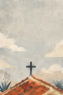 Minimalist Cross on Terracotta Roof