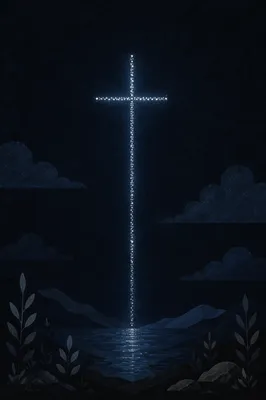 Minimal Luminous Cross on Charcoal Background